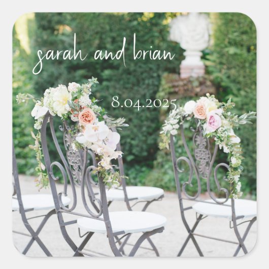 日付モダンのステッカーのカスタム保存 スクエアシール (正面)