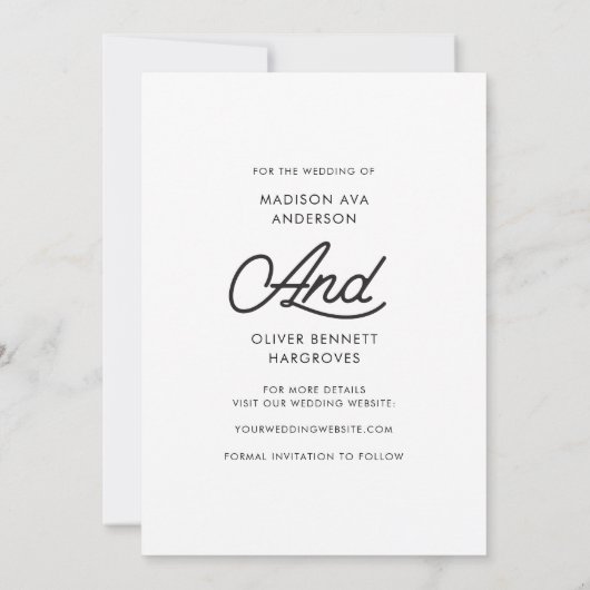 日付モダンのタイポグラフィ写真の保結婚存 セーブザデート (裏面)