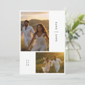 日付モダンのフォトカエレガントードをシックに保存 招待状 (スタンド正面)