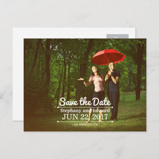 日付モダンのフォトポストカカスタムードの保存 案内ポストカード (正面/裏面)