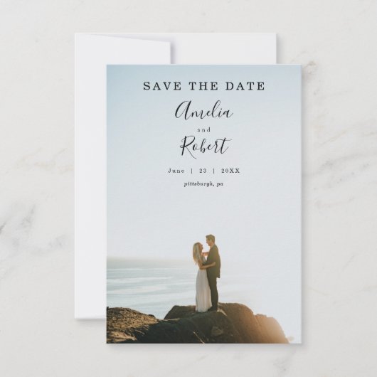 日付モダンの保存 招待状 (正面)