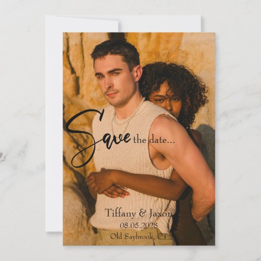 日付モダンの保存 招待状 (正面)