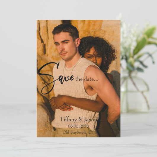 日付モダンの保存 招待状 (スタンド正面)