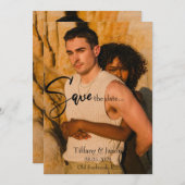 日付モダンの保存 招待状 (正面/裏面)