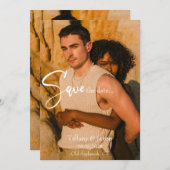 日付モダンの保存 招待状 (正面/裏面)