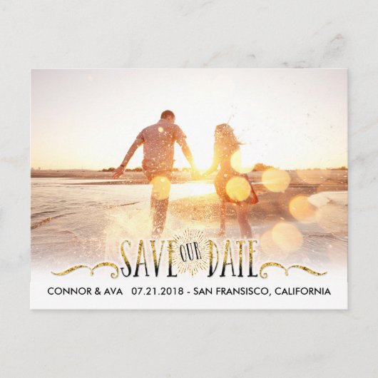 日付モダンの保存 案内ポストカード (正面)