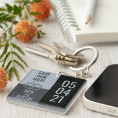 日付モダンの保存（黒と灰色） キーホルダー (正面右)