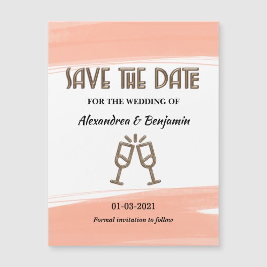 日付モダンの水の色の結婚桃を保存 (正面)