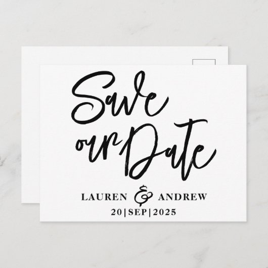 日付モダンの白黒はがきを保存 ポストカード (正面/裏面)