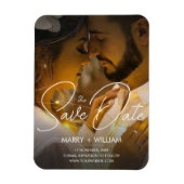 日付モダンの結婚秋写真をエレガント保存 マグネット (縦)