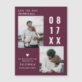 日付モダンの2枚の写真をバーグン結婚ディで保存する (正面)