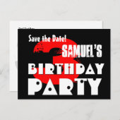 日付モダンの3回目の誕生日パーティーV35を保存 案内ポストカード (正面/裏面)