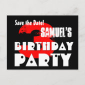 日付モダンの3回目の誕生日パーティーV35を保存 案内ポストカード (正面)