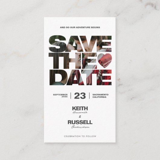 日付モダンのWebサイ結婚トの保存 エンクロージャーカード (正面)