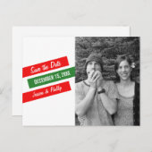 日付モダンはがきを斜めに保存（赤/緑） 案内ポストカード (正面/裏面)