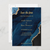 日付モダンはがきを除いた大理石の結婚式 案内ポストカード (正面/裏面)