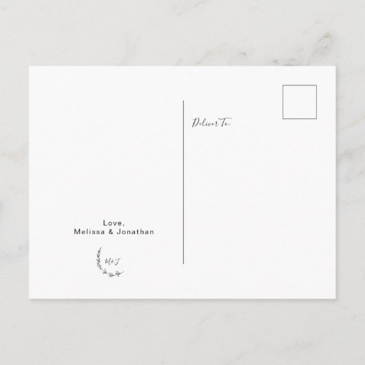 日付モダンをパウダーブルーで保存 案内ポストカード (裏面)