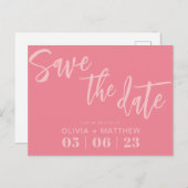 日付モダンをピンク色で保存 案内ポストカード (正面/裏面)