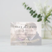 日付モダンを保存してフォトオーバーレイエレガントな結婚式 案内ポストカード (スタンド正面)