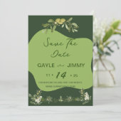 日付モダンを保存するオリーブグリーン 招待状 (スタンド正面)