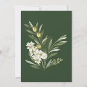 日付モダンを保存するオリーブグリーン 招待状 (裏面)