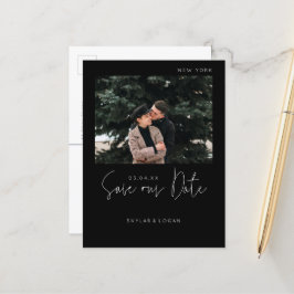日付モダンを保存する写真（黒） 案内ポストカード