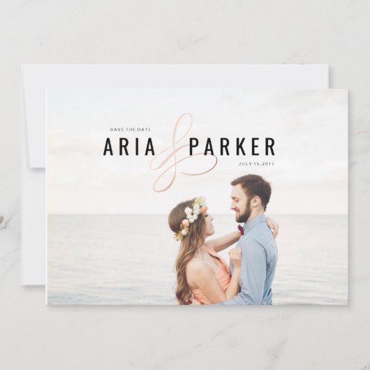 日付モダンを保存する幾何学的結婚 セーブザデート (正面)