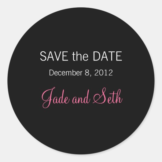 日付モダンを保存する ラウンドシール (正面)