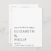 日付モダンを記エレガント録する 案内ポストカード (正面/裏面)