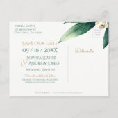 日付モダンを除いた植物性の緑の素朴な 案内ポストカード (裏面)