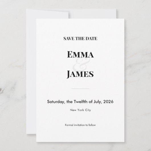 日付モダンカードのミニマル保存 | QRコード セーブザデート (正面)