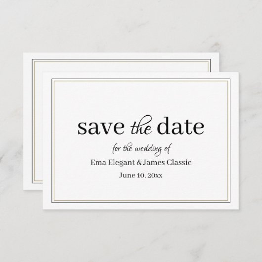 日付モダンカードの文字体裁の保存 出欠カード (正面/裏面)