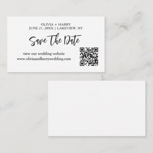 日付モダンカードをミニマルに保存 | QRコード エンクロージャーカード (正面/裏面)