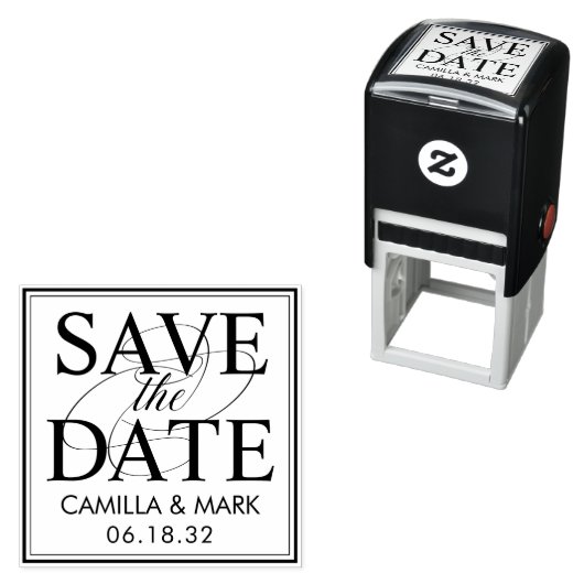 日付モダンスエレガントタを保存パーソナライズされたする セルフインキングスタンプ (インサイチュ)