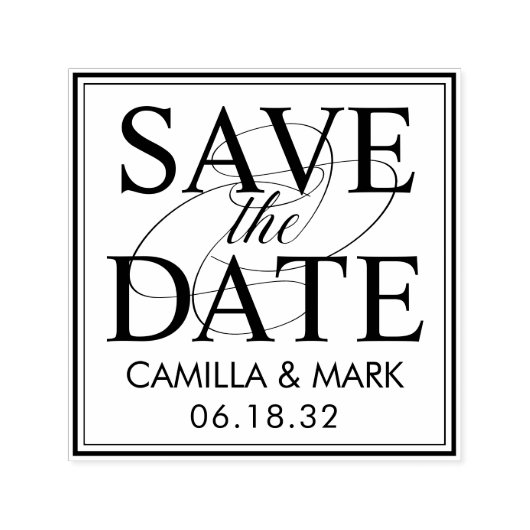 日付モダンスエレガントタを保存パーソナライズされたする セルフインキングスタンプ (デザイン)