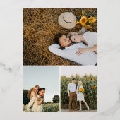 日付モダンタイポグラフィ写真日付の保存 箔招待状 (裏面)