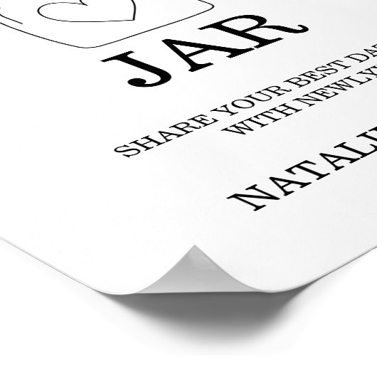 日付モダンナイトカードブライダルシャワーゲームの看板 ポスター (角)