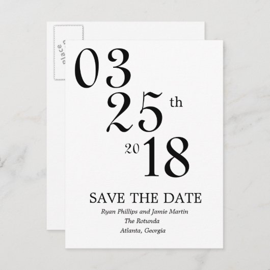 日付モダンポストカードの保存 案内ポストカード (正面/裏面)