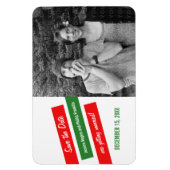 日付モダンマグネットを傾斜して保存（赤/緑） マグネット (縦)