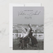 日付モダンミニマルの保存招待状 招待状 (正面)