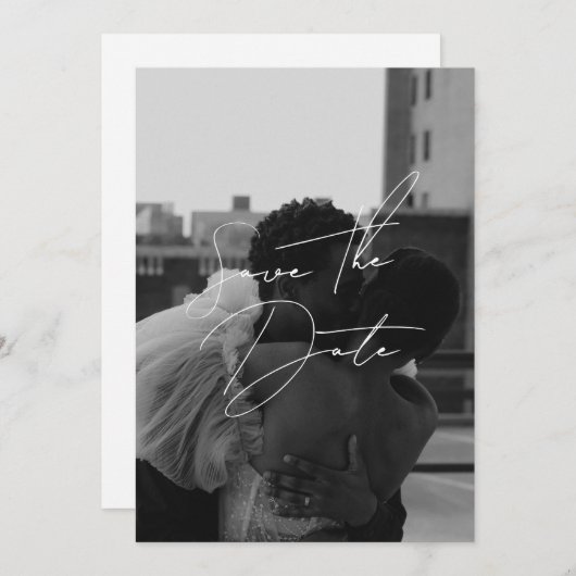 日付モダンミニマルの保存招待状 招待状 (正面/裏面)