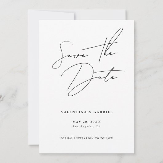 日付モダンミニマルの保存招待状 招待状 (裏面)