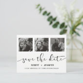 日付モダン写真を保存するシックな手文字 案内ポストカード (スタンド正面)