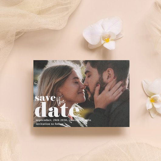 日付モダン写真テンプレートの保結婚存 セーブザデート