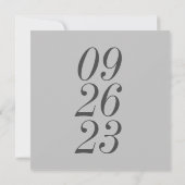 日付モダン写真濃い灰色その日付を保存 セーブザデート (裏面)