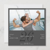 日付モダン写真濃い灰色その日付を保存 セーブザデート (正面)