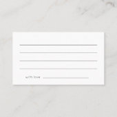 日付モダン夜アイディアウェディングカード 名刺 (裏面)