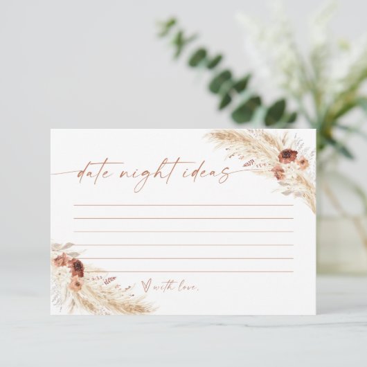 日付モダン夜アイディアカード |ボホブライダルシャワー 招待状 (スタンド正面)