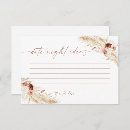 日付モダン夜アイディアカード |ボホブライダルシャワー 招待状 (正面/裏面)