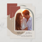 日付モダン抽象芸術はっきりしたアーチ写真の保存 招待状 (正面/裏面)